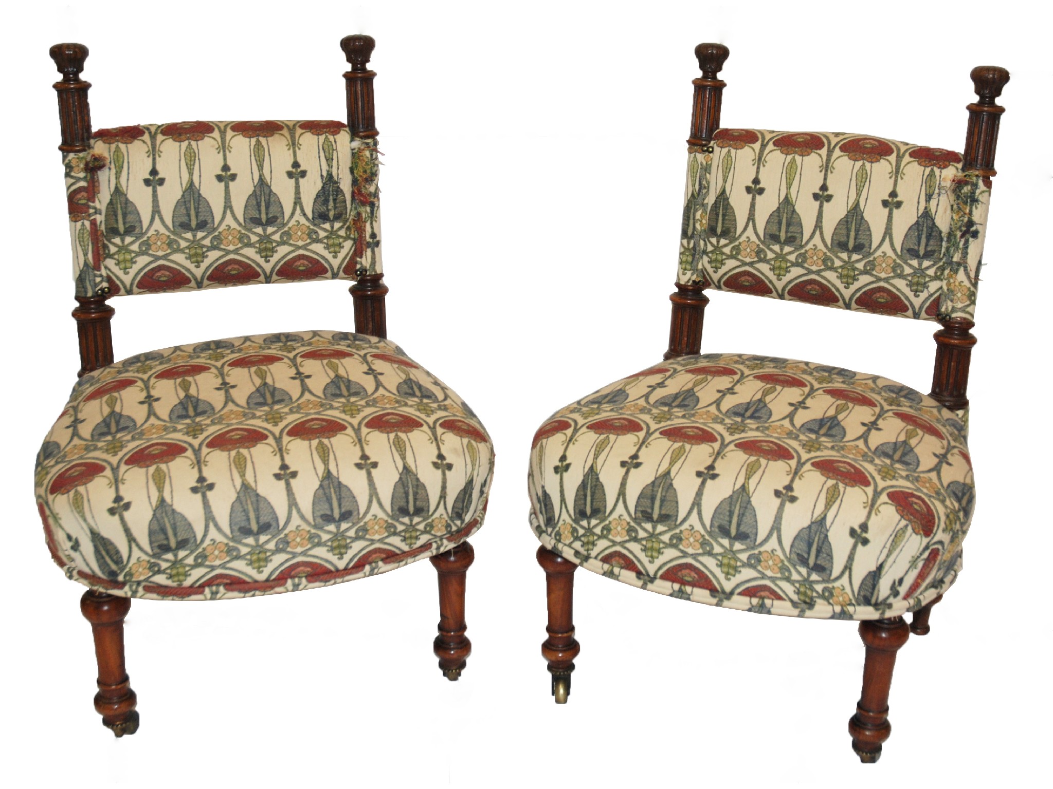 Appraisal: A pair of Arts and Crafts parlour chairswith fluted and