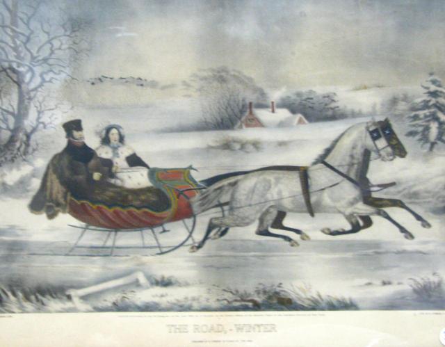 Appraisal: Antique Nathaniel Currier lithograph with hand coloring entitled ''The Road-Winter''