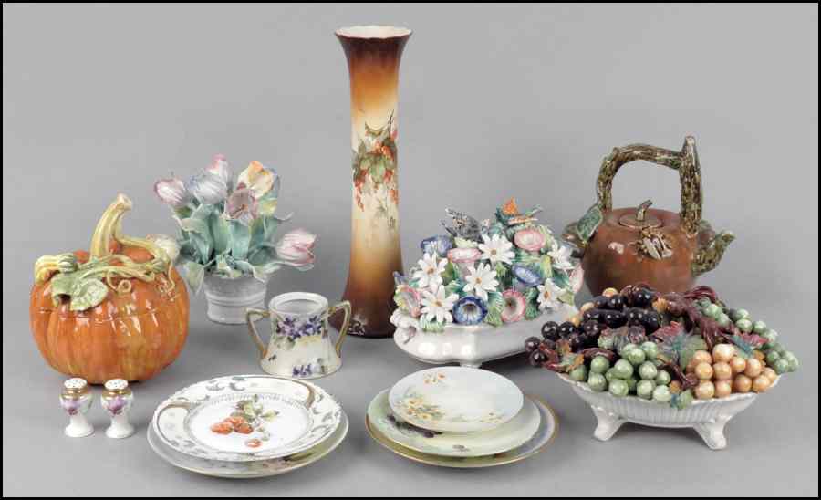 Appraisal: COLLECTION OF LIMOGES PORCELAIN PLATES Tgoether with three painted ceramic