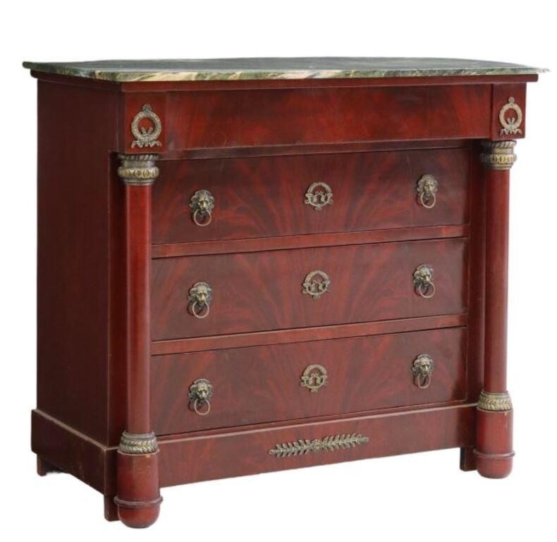 Appraisal: French Empire style flame mahogany commode early th c having