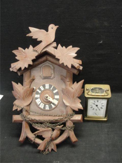 Appraisal: Cuckoo Clock together with a Carriage Clock From a New