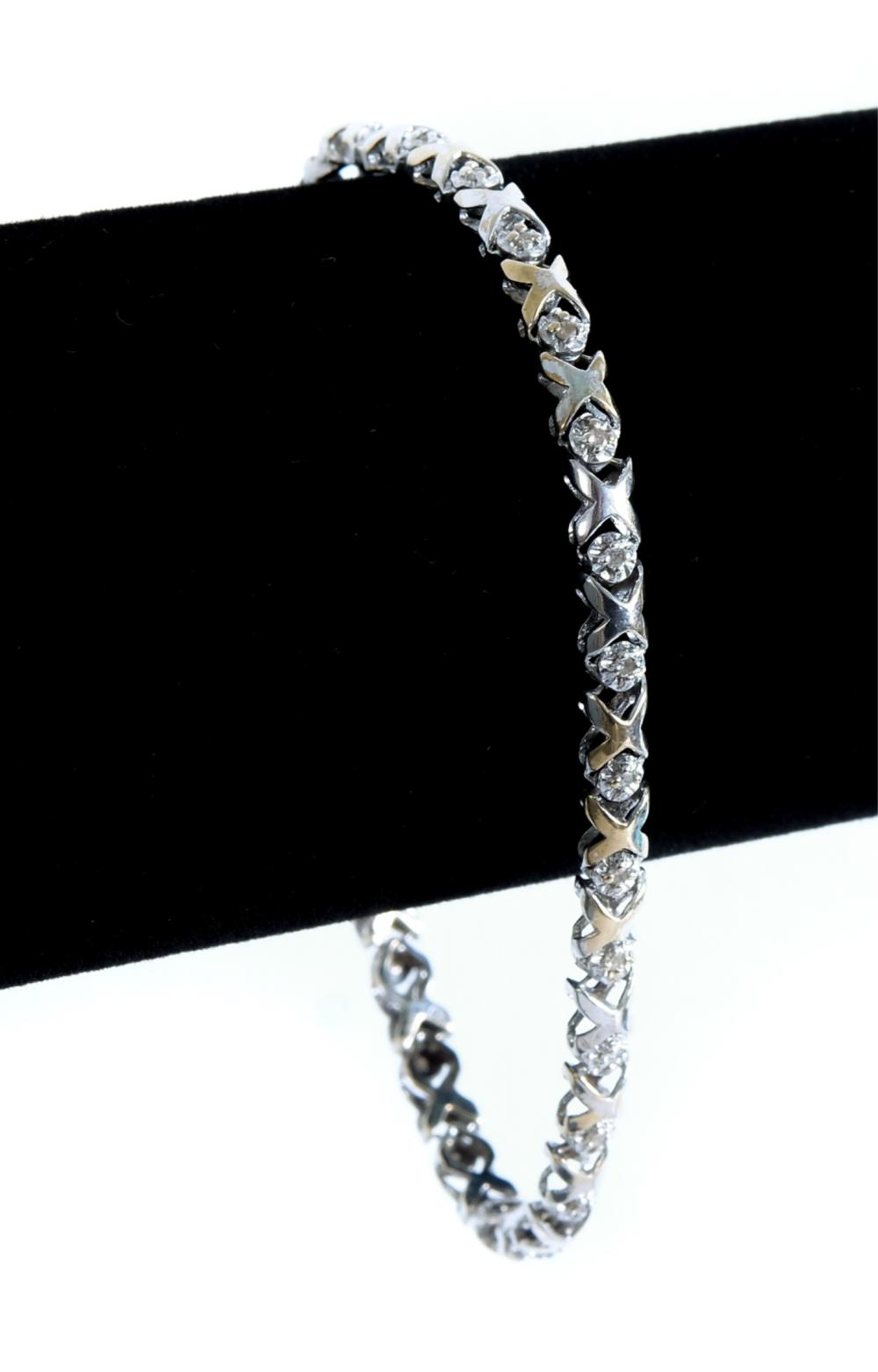 Appraisal: K YELLOW WHITE GOLD XO DIAMOND BRACELET K two tone