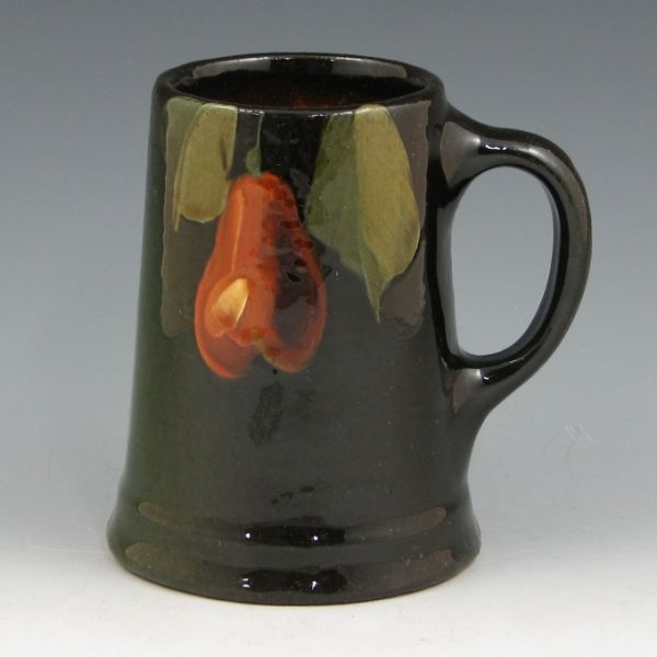 Appraisal: Standard glaze mug with pear decoration Unmarked Glaze scratches tall