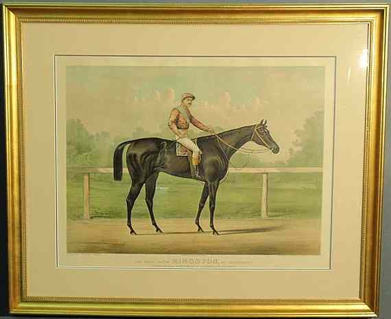 Appraisal: Large colorful Currier Ives lithograph The Grand Racer- Kingston- by