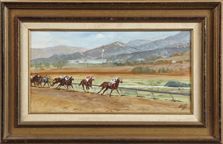 Appraisal: American School Fourth Quarter th Century A Horse Race oil