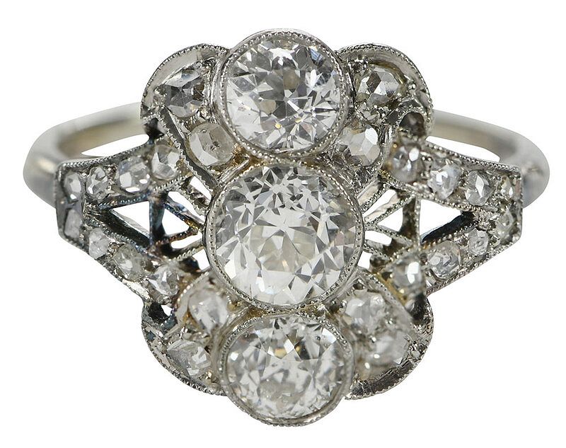 Appraisal: Platinum and kt Diamond Ring three old European cut diamonds