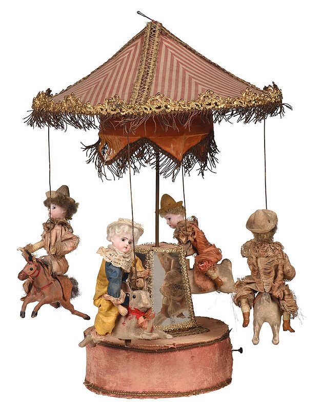 Appraisal: French Musical Carousel with Children on Rabbits early th century