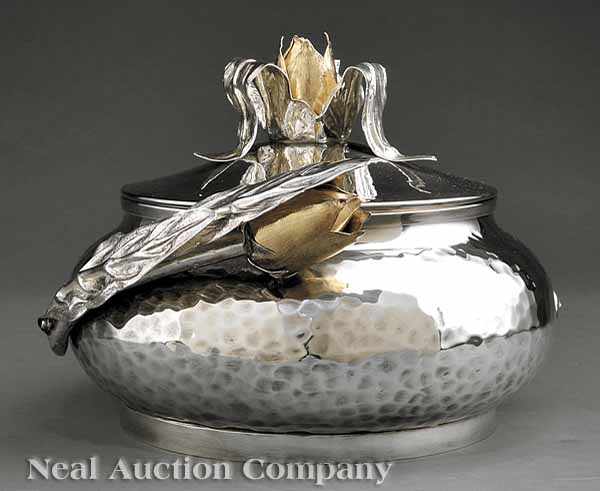 Appraisal: An Italian Hammered Silverplate and Gilt Covered Tureen th c