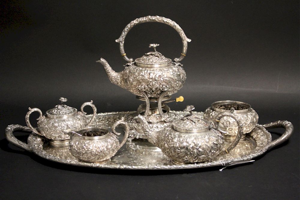 Appraisal: Sam'l Kirk -Pc Sterling Repousse Tea Set c A seven