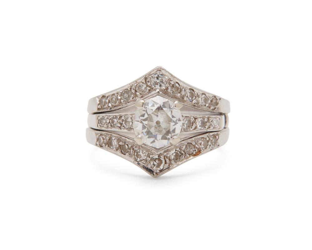 Appraisal: K Gold and Diamond Ring centering an old European-cut diamond