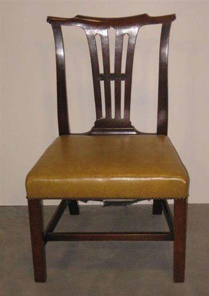 Appraisal: Federal style chair with beige color leather upholstery th century