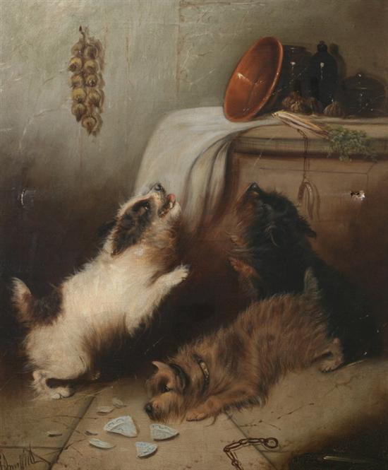 Appraisal: GEORGE ARMFIELD English - THE MISCHIEVOUS TERRIERS signed lower left