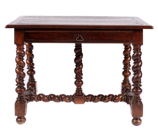 Appraisal: A Portuguese Baroque style oak table height in width in