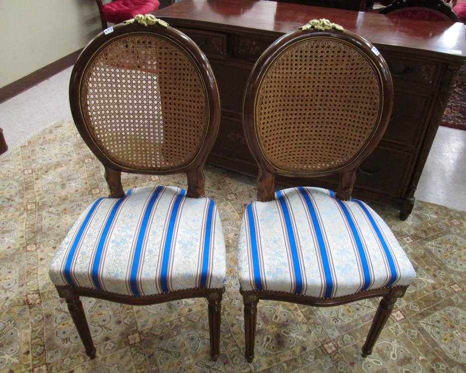 Appraisal: A PAIR OF LOUIS XVI STYLE SIDE CHAIRS with matching