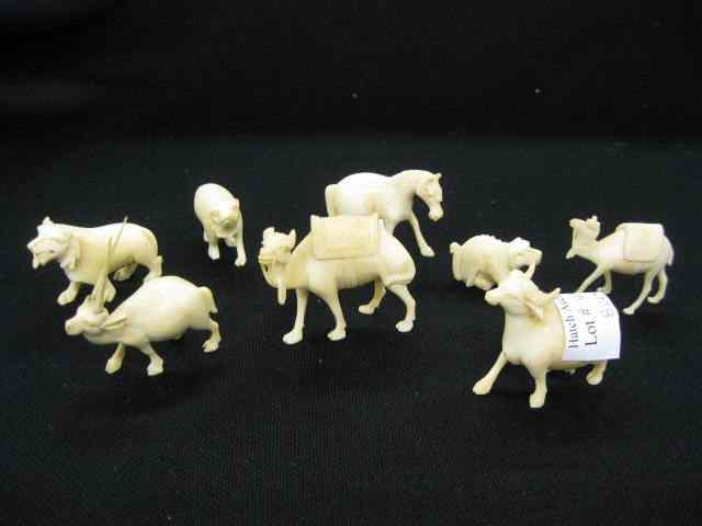 Appraisal: Carved Ivory Animals includes camels horse and others '' to