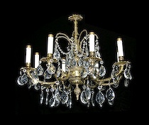 Appraisal: A Bronze Dore Chandelier Lovely hanging chandelier with hanging prisms