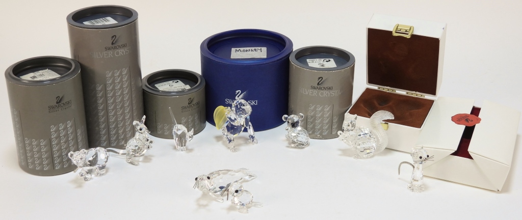 Appraisal: PC SWAROVSKI ASSORTED ANIMALS GROUP Austria th CenturyIncludes a Monkey