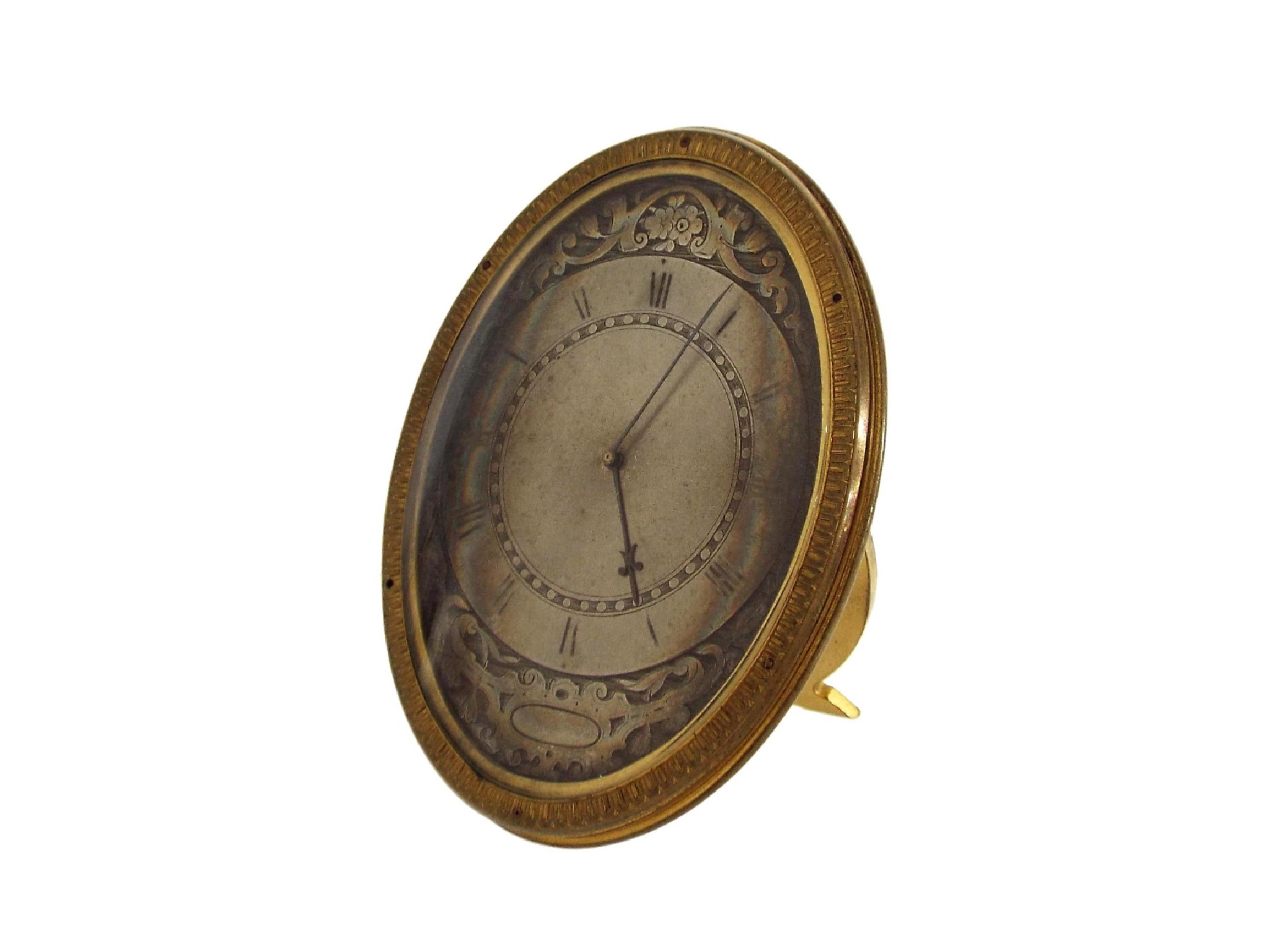 Appraisal: Small Thomas Cole type brass strut clock the oval frame