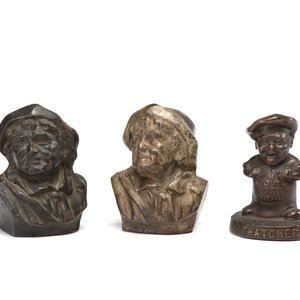 Appraisal: Three Metal Figural Advertising Paperweights th Century Height of largest