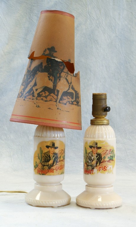 Appraisal: Hopalong Cassidy milk glass table lamps by Aladdin one with