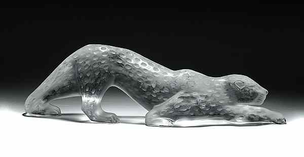 Appraisal: Lalique Jaguar Rajah Figurine French th Century Frosted figure of