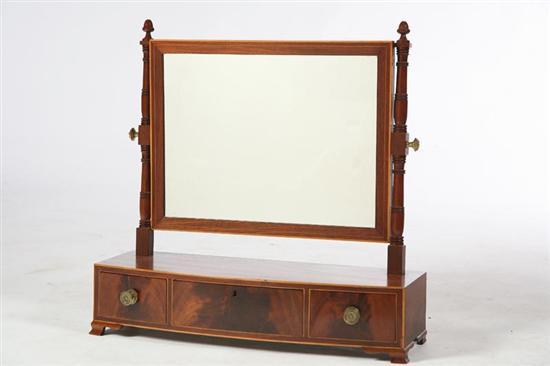 Appraisal: INLAID SHAVING MIRROR American early th century mahogany veneer over