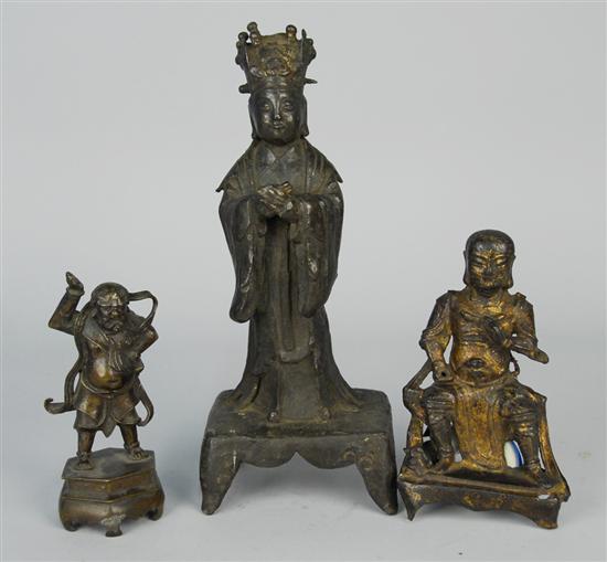 Appraisal: COLLECTION OF THREE CHINESE BRONZE FIGURES including a standing official