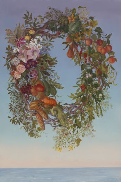 Appraisal: JO-ANN LOWNEY AMERICAN B x Wreath Over Lake Oil on