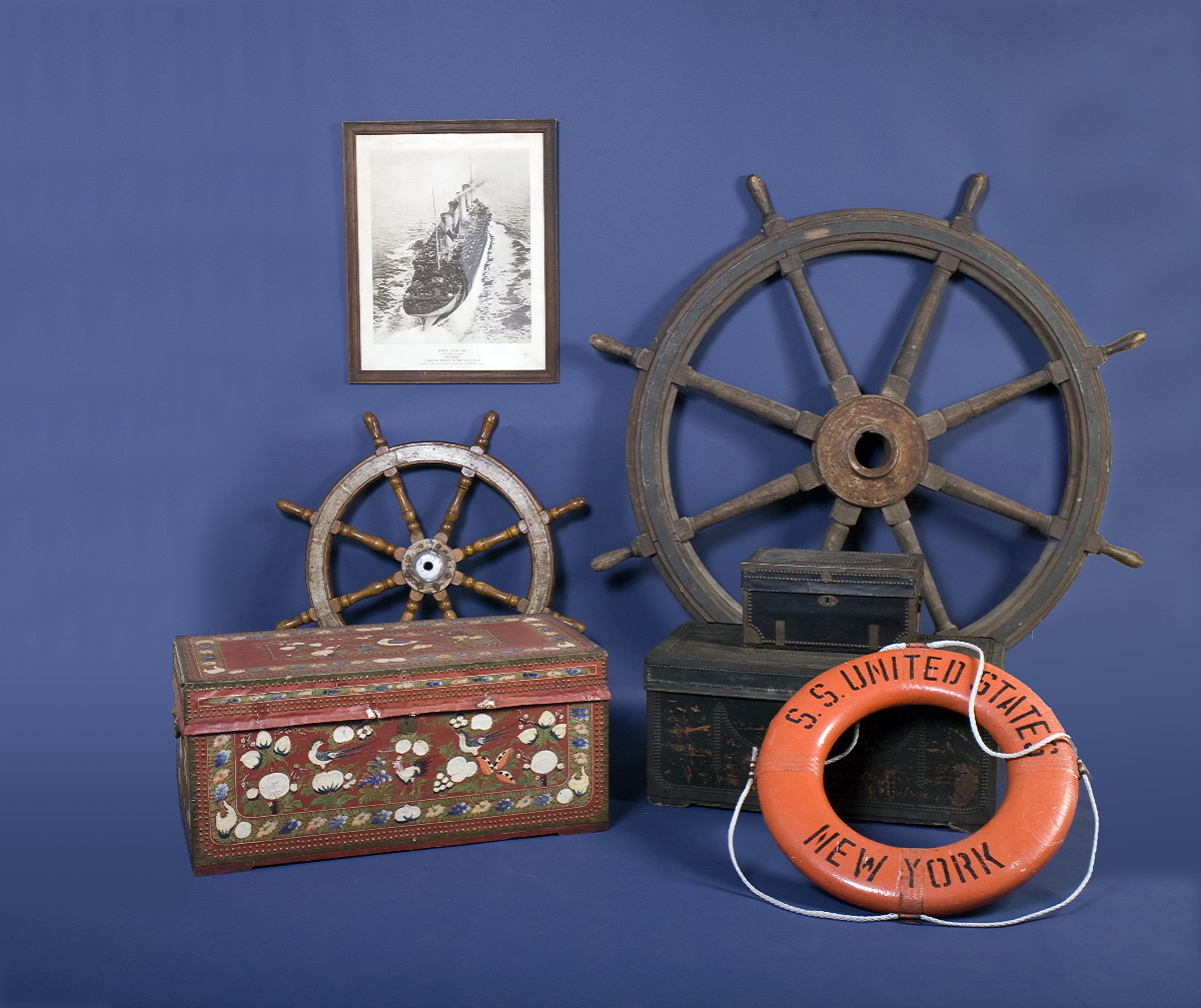 Appraisal: MAPLE AND STEEL SHIP'S WHEEL With steel hub and band