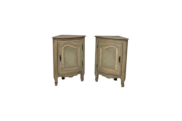 Appraisal: A pair of th century French grey and cream painted