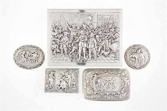 Appraisal: Continental silver boxes Dutch hinged box H '' W ''