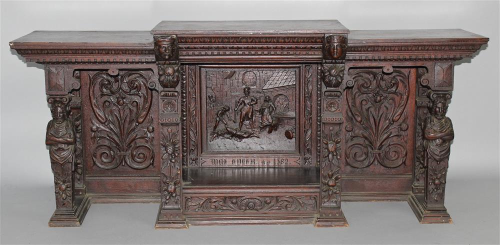 Appraisal: RENAISSANCE REVIVAL CARVED OAK TABLE TOP CABINET LATE TH EARLY