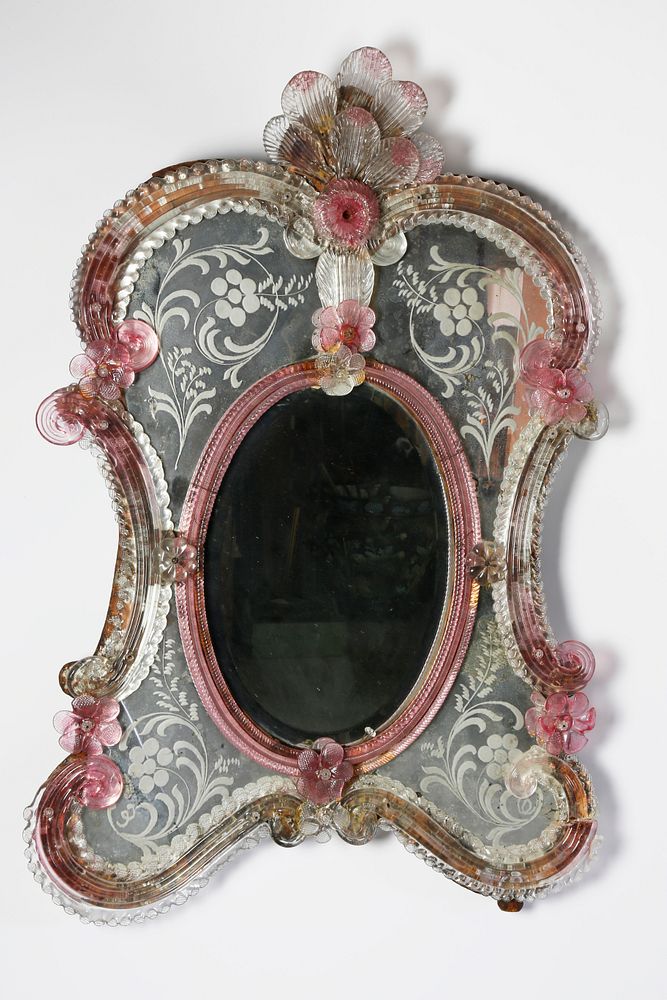 Appraisal: Venetian Colored Glass Framed Dressing Mirror th Century Venetian Colored