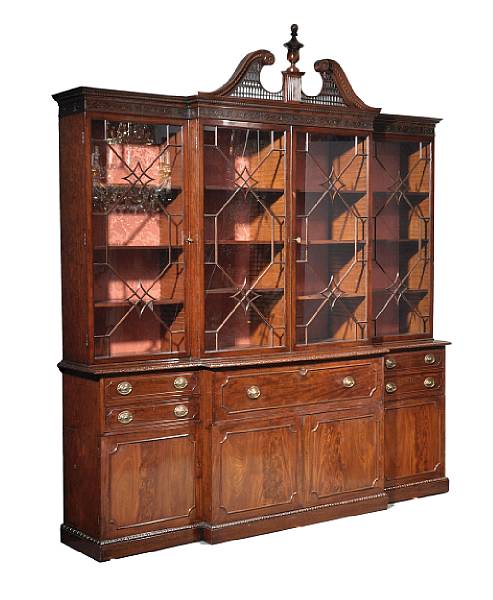 Appraisal: A George III mahogany breakfront secretary bookcase last quarter th