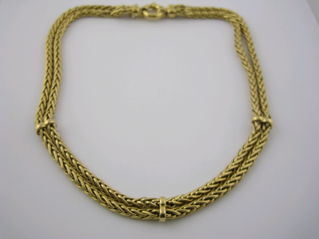 Appraisal: A Continental double strand foxtail link ct gold Necklace approx