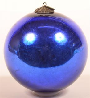 Appraisal: Blue Blown Glass Ball Form German Kugel - diam