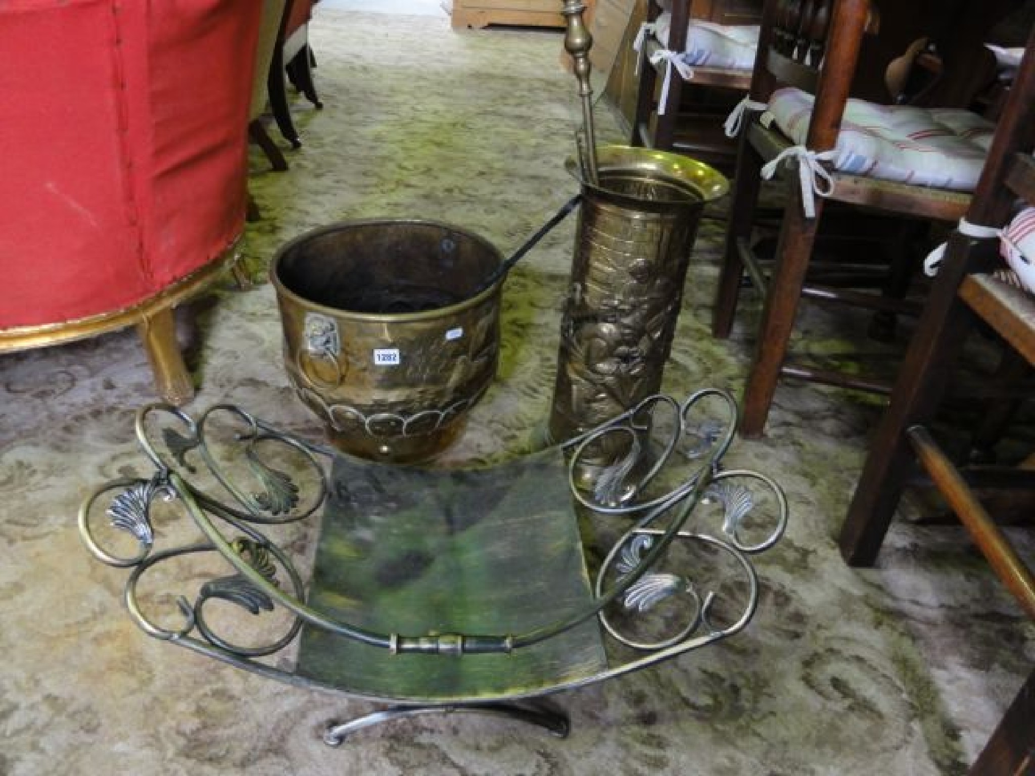 Appraisal: An Arts Crafts style brass coal log bin of circular