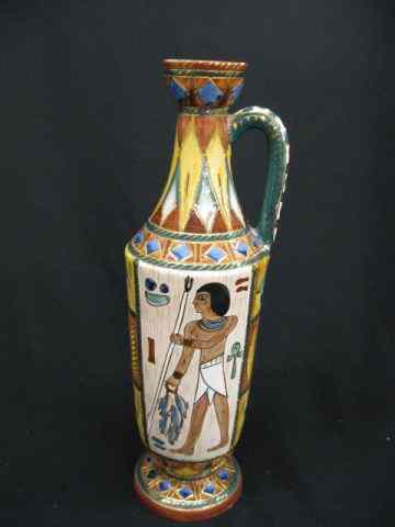 Appraisal: Deruta Italian Faience Pottery Vase Egyptian motif bottle form ''