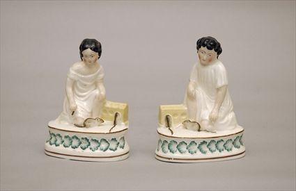 Appraisal: Pair of Porcelain Figures of a Girl with Mice Provenance