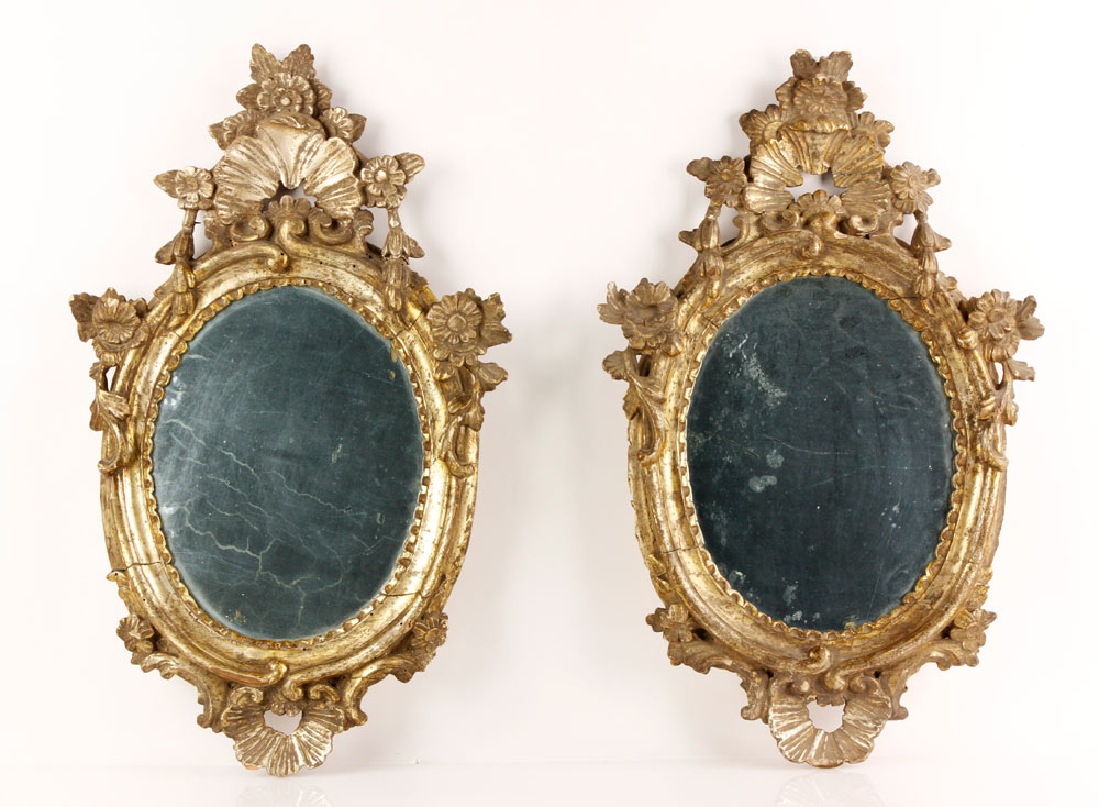 Appraisal: - Pr th C Continental Mirrors Pair of th century