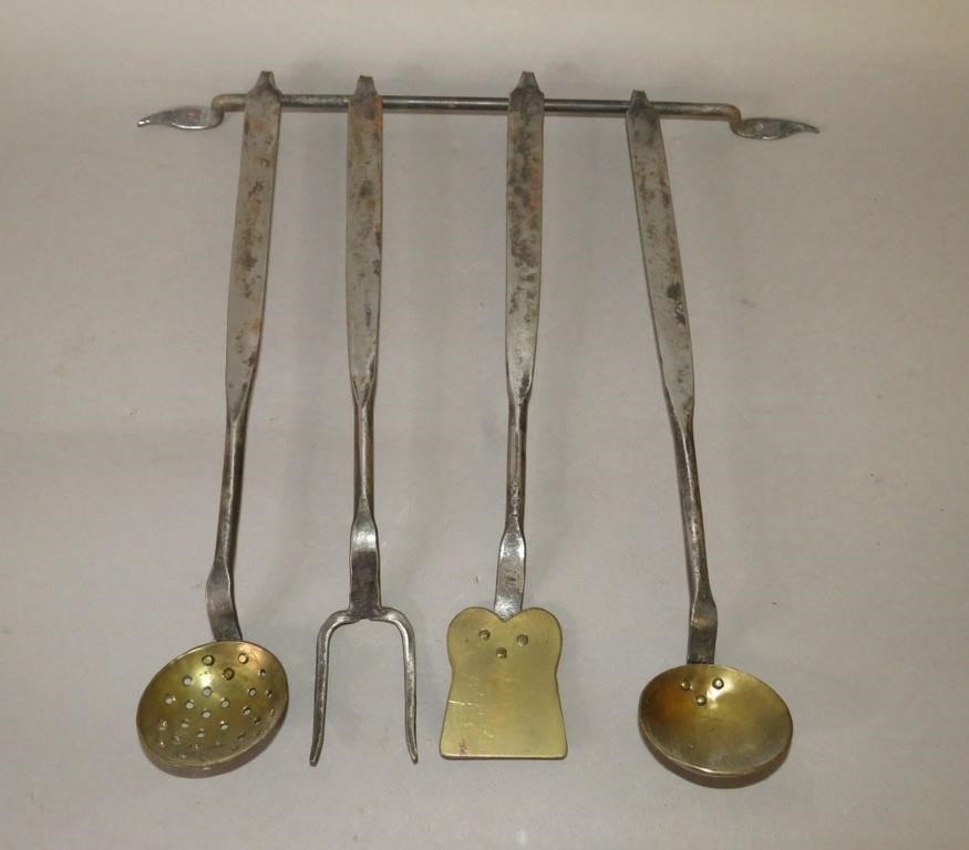 Appraisal: FINE PIECE MINIATURE WROUGHT IRON UTENSILS SET Bca mid-late th