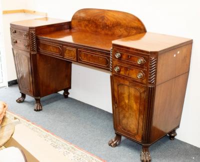 Appraisal: A William IV mahogany pedestal sideboard with reeded pillars to