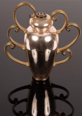 Appraisal: A silvered glass trophy vase supplied by Halcyon gallery of