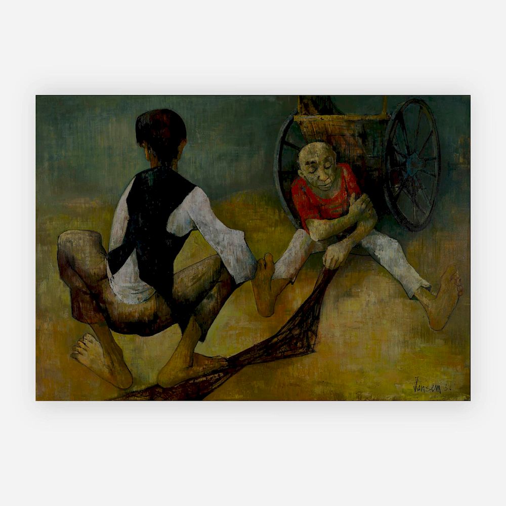 Appraisal: Jean Jansem - Two men and a cart Lot Jean