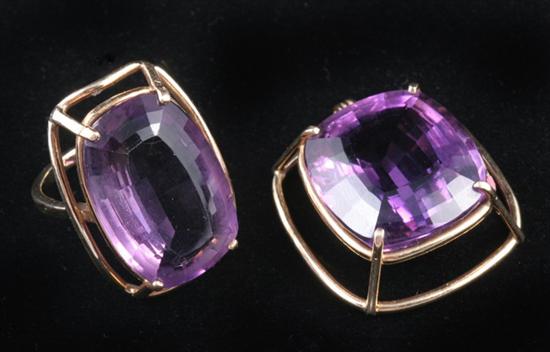 Appraisal: K YELLOW GOLD AND AMETHYST RING WITH SIMILAR PENDANT Ring