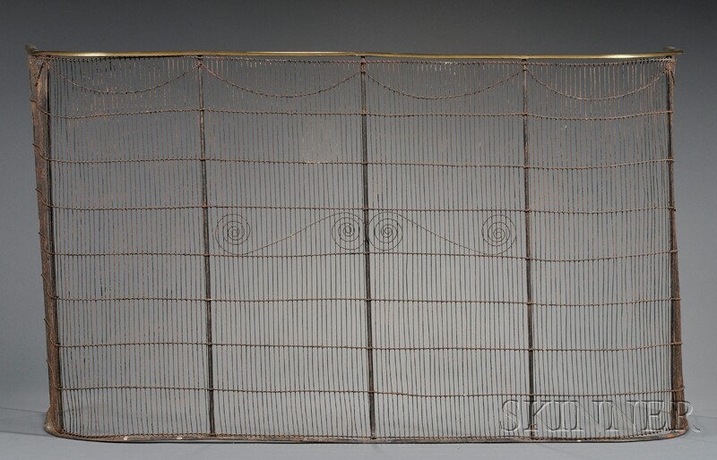 Appraisal: Brass and Wirework Fire Screen England or America late th