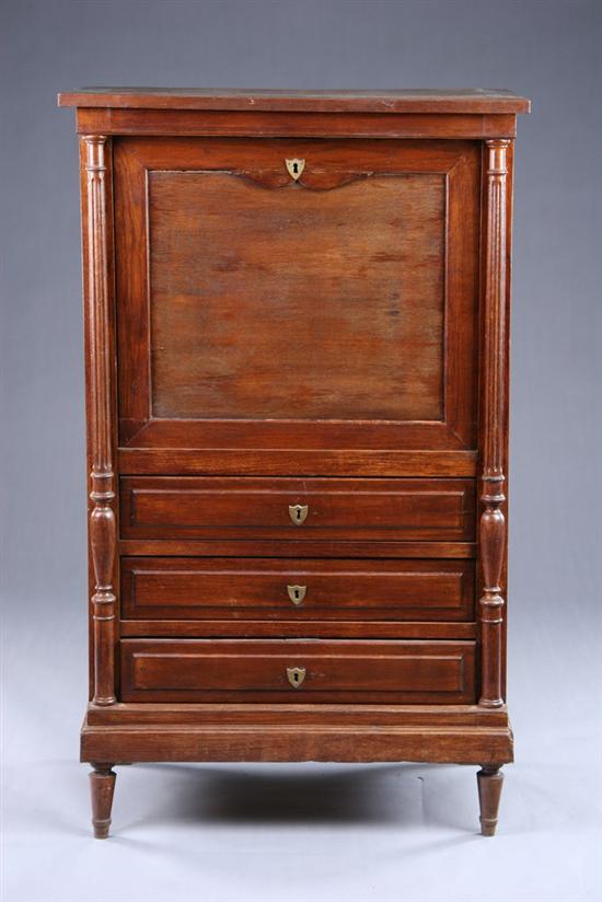 Appraisal: FRENCH PROVINCIAL OAK SECRETAIRE A ABATTANT th century Recessed panel