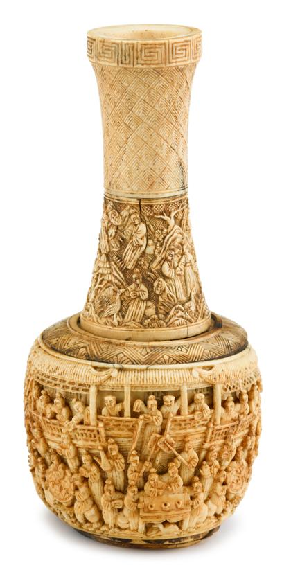 Appraisal: Chinese carved elephant ivory vaseearly th century