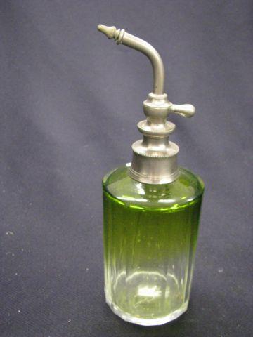 Appraisal: Victorian Art Glass Atomizer emerald to clear attributed to Moser