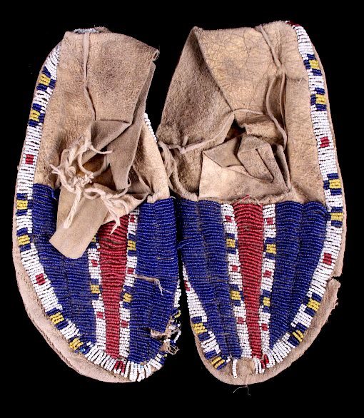 Appraisal: Gros Ventre Fully Beaded Moccasins th Century The lot features